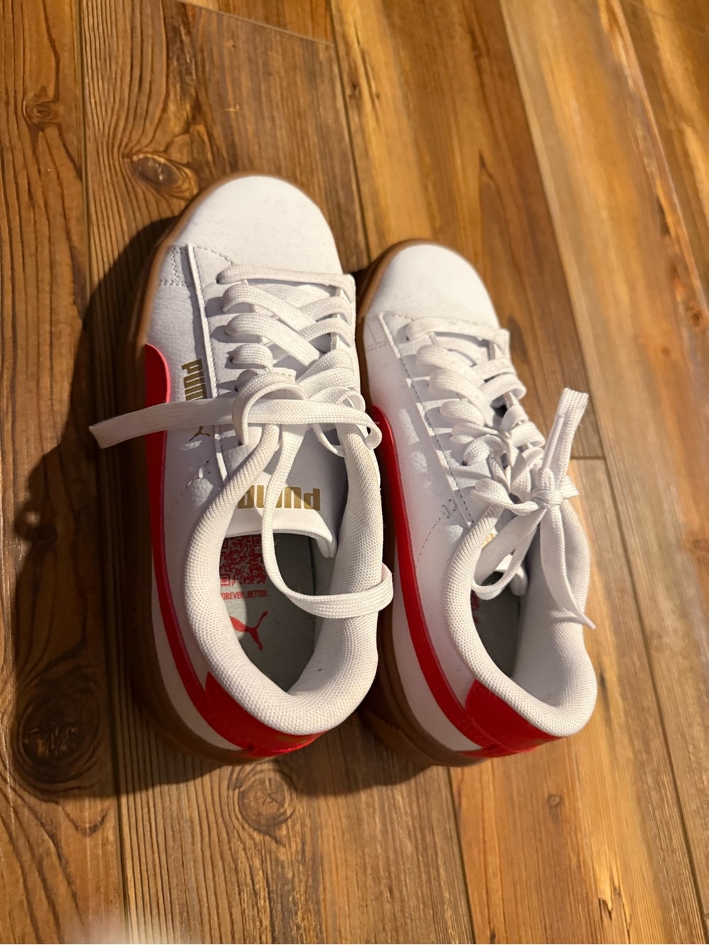 Puma Smash Platform White Sneakers with Red Accents